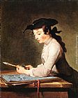 Jean Baptiste Simeon Chardin Canvas Paintings - The Draughtsman